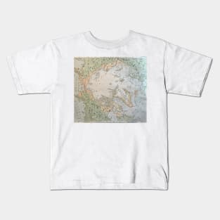 North Pole antique map 1800s, Canada, Greenland, Scandinavia, Iceland, Russia Kids T-Shirt